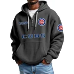 Chicago Cubs Quarter-Zip Waffle Knit Hoodie