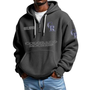 Colorado Rockies Quarter-Zip Waffle Knit Hoodie
