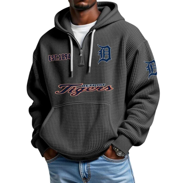 Detroit Tigers Quarter-Zip Waffle Knit Hoodie