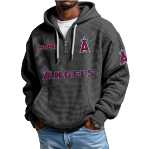 Los Angeles Angels Quarter-Zip Waffle Knit Hoodie