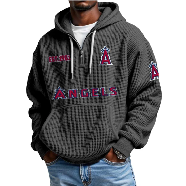 Los Angeles Angels Quarter-Zip Waffle Knit Hoodie