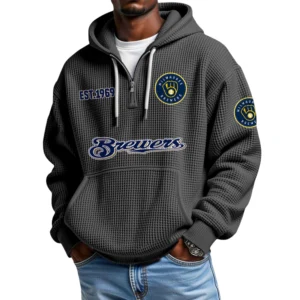 Milwaukee Brewers Quarter-Zip Waffle Knit Hoodie