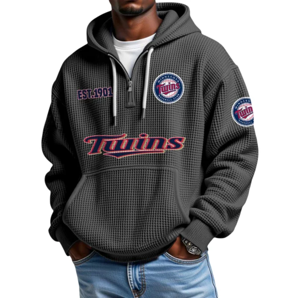 Minnesota Twins Quarter-Zip Waffle Knit Hoodie