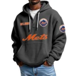 New York Mets Quarter-Zip Waffle Knit Hoodie