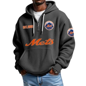 New York Mets Quarter-Zip Waffle Knit Hoodie