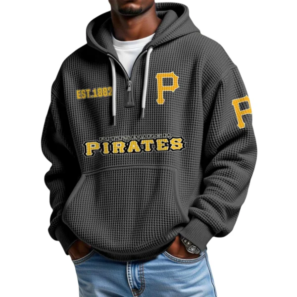 Pittsburgh Pirates Quarter-Zip Waffle Knit Hoodie