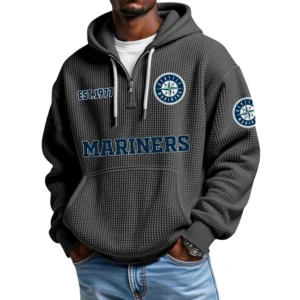 Seattle Mariners Quarter-Zip Waffle Knit Hoodie