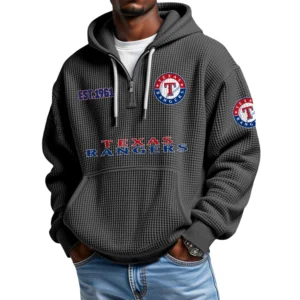 Texas Rangers Quarter-Zip Waffle Knit Hoodie