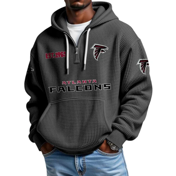 Atlanta Falcons Quarter-Zip Waffle Knit Hoodie