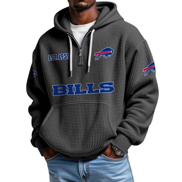 Buffalo Bills Quarter-Zip Waffle Knit Hoodie