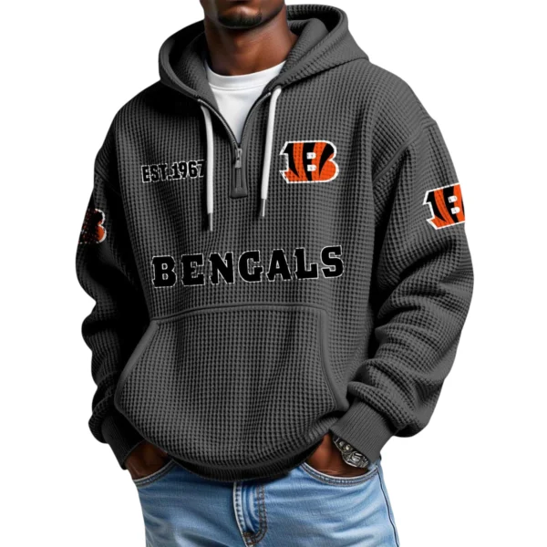 Cincinnati Bengals Quarter-Zip Waffle Knit Hoodie