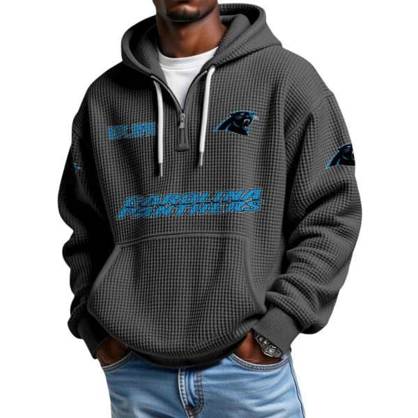 Carolina Panthers Quarter-Zip Waffle Knit Hoodie