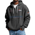Denver Broncos Quarter-Zip Waffle Knit Hoodie