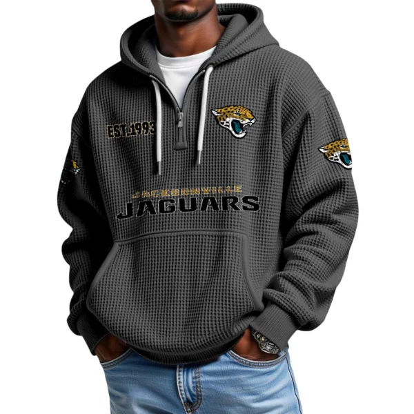 Jacksonville Jaguars Quarter-Zip Waffle Knit Hoodie