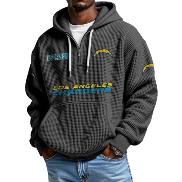 Los Angeles Chargers Quarter-Zip Waffle Knit Hoodie
