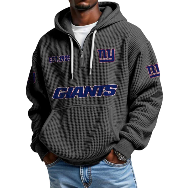 New York Giants Quarter-Zip Waffle Knit Hoodie