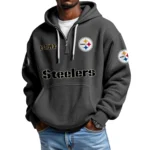 Pittsburgh Steelers Quarter-Zip Waffle Knit Hoodie
