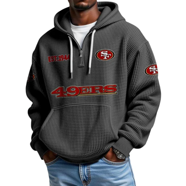 San Francisco 49ers Quarter-Zip Waffle Knit Hoodie