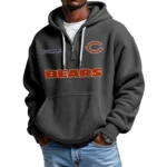 Chicago Bears Quarter-Zip Waffle Knit Hoodie Custom Your Name
