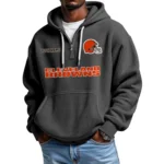 Cleveland Browns Quarter-Zip Waffle Knit Hoodie Custom Your Name