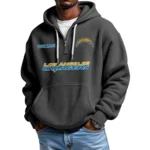 Los Angeles Chargers Quarter-Zip Waffle Knit Hoodie Custom Your Name