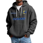 Los Angeles Rams Quarter-Zip Waffle Knit Hoodie Custom Your Name