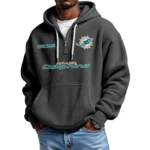 Miami Dolphins Quarter-Zip Waffle Knit Hoodie Custom Your Name