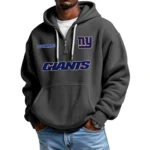 New York Giants Quarter-Zip Waffle Knit Hoodie Custom Your Name