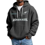 Philadelphia Eagles Quarter-Zip Waffle Knit Hoodie Custom Your Name