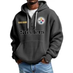 Pittsburgh Steelers Quarter-Zip Waffle Knit Hoodie Custom Your Name