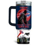 Batman x Buffalo Bills Tumblers 40 oz with Transparent Lid, Handle & Straw Custom Your Name