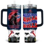 Batman x Buffalo Bills Tumblers 40 oz with Transparent Lid, Handle & Straw Custom Your Name