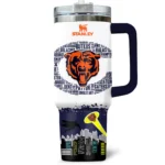 Batman x Chicago Bears Tumblers 40oz with Transparent Lid, Handle & Straw Custom Your Name