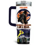 Batman x Chicago Bears Tumblers 40oz with Transparent Lid, Handle & Straw Custom Your Name