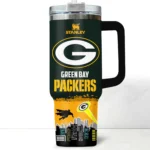 Batman x Green Bay Packers Tumblers 40oz with Transparent Lid, Handle & Straw Custom Your Name