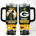 Batman x Green Bay Packers Tumblers 40oz with Transparent Lid, Handle & Straw Custom Your Name