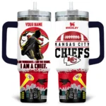 Batman x Kansas City Chiefs Tumblers 40oz with Transparent Lid, Handle & Straw Custom Your Name