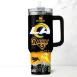 Batman x Los Angeles Rams Tumblers 40oz with Transparent Lid, Handle & Straw Custom Your Name