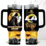 Batman x Los Angeles Rams Tumblers 40oz with Transparent Lid, Handle & Straw Custom Your Name