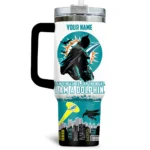 Batman x Miami Dolphins Tumblers 40oz with Transparent Lid, Handle & Straw Custom Your Name