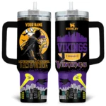 Batman x Minnesota Vikings Tumblers 40oz with Transparent Lid, Handle & Straw Custom Your Name