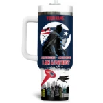 Batman x New England Patriots Tumblers 40oz with Transparent Lid, Handle & Straw Custom Your Name