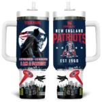 Batman x New England Patriots Tumblers 40oz with Transparent Lid, Handle & Straw Custom Your Name