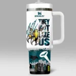 Batman x Philadelphia Eagles Tumblers 40oz with Transparent Lid, Handle & Straw Custom Your Name