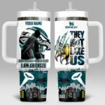 Batman x Philadelphia Eagles Tumblers 40oz with Transparent Lid, Handle & Straw Custom Your Name
