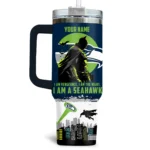 Batman x Seattle Seahawks Tumblers 40oz with Transparent Lid, Handle & Straw Custom Your Name