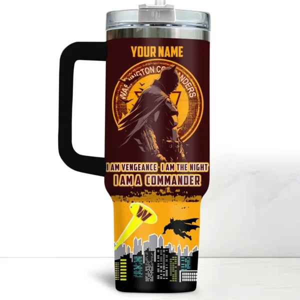 Snoopy x Washington Commanders Tumblers 40oz with Transparent Lid, Handle & Straw Custom Your Name