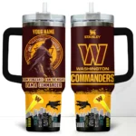 Snoopy x Washington Commanders Tumblers 40oz with Transparent Lid, Handle & Straw Custom Your Name