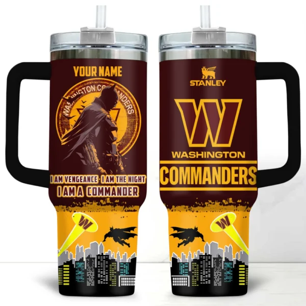 Snoopy x Washington Commanders Tumblers 40oz with Transparent Lid, Handle & Straw Custom Your Name