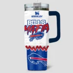 Snoopy x Buffalo Bills Tumblers 40oz with Transparent Lid, Handle & Straw Custom Your Name